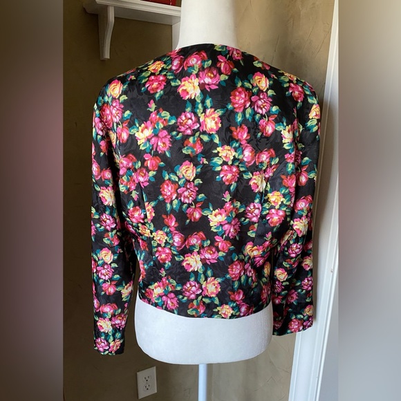 Vintage Pat Orgenti butique 80s Floral Print Blouse/Blazer Button Down Women’s - Picture 2 of 13